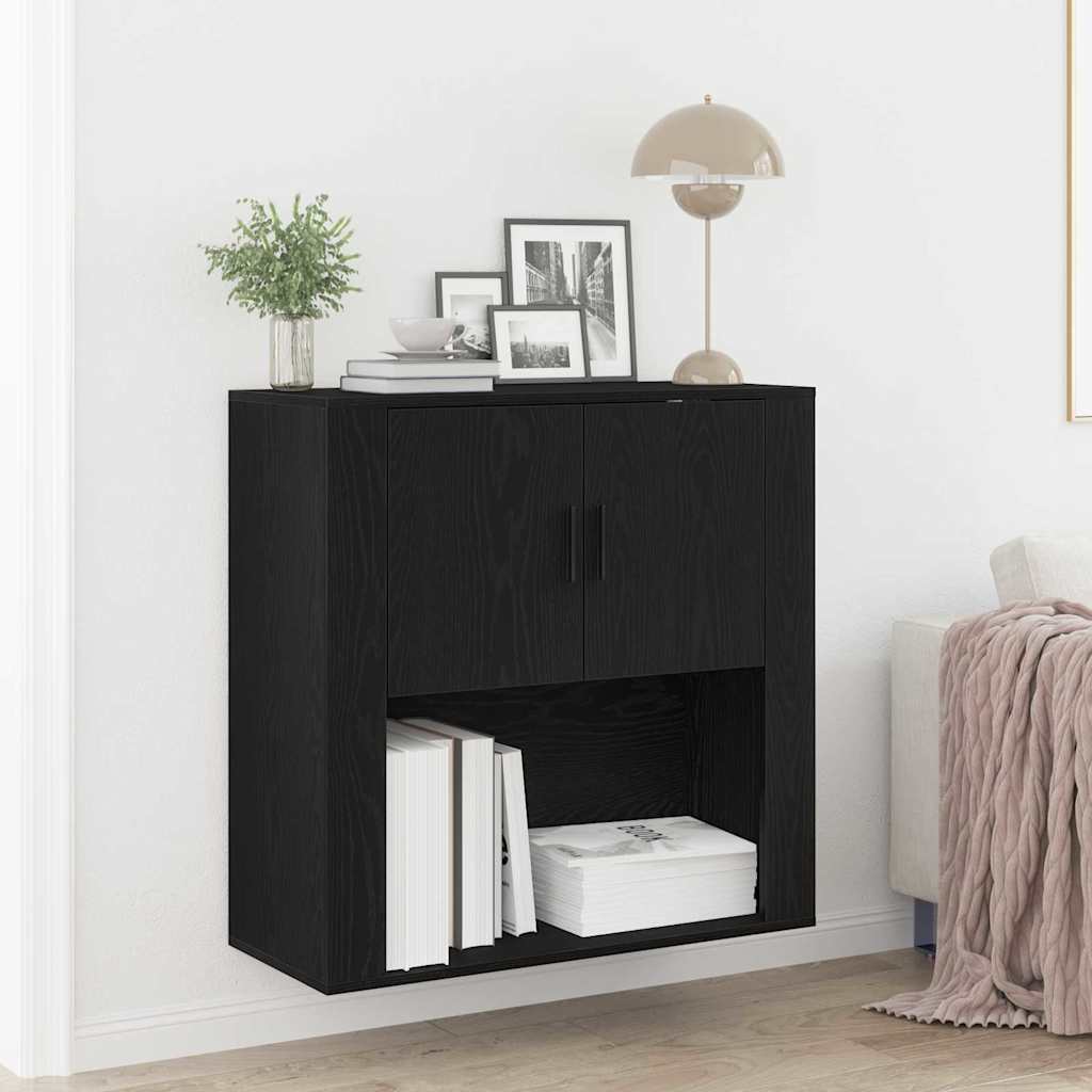 vidaXL Wandschrank Schwarz Eichen-Optik 80 x 33 x 80 cm Holzwerkstoff