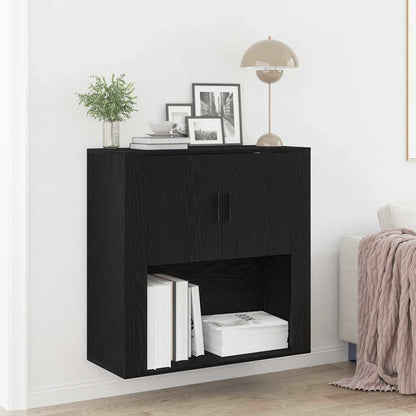 vidaXL Wandschrank Schwarz Eichen-Optik 80 x 33 x 80 cm Holzwerkstoff