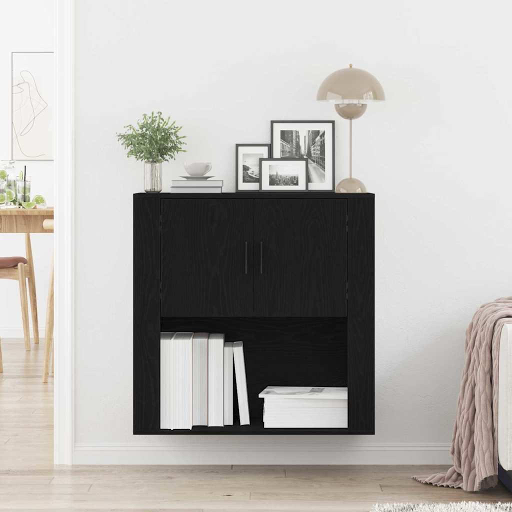 vidaXL Wandschrank Schwarz Eichen-Optik 80 x 33 x 80 cm Holzwerkstoff