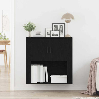 vidaXL Wandschrank Schwarz Eichen-Optik 80 x 33 x 80 cm Holzwerkstoff