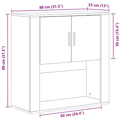 vidaXL Wandschrank Schwarz Eichen-Optik 80 x 33 x 80 cm Holzwerkstoff