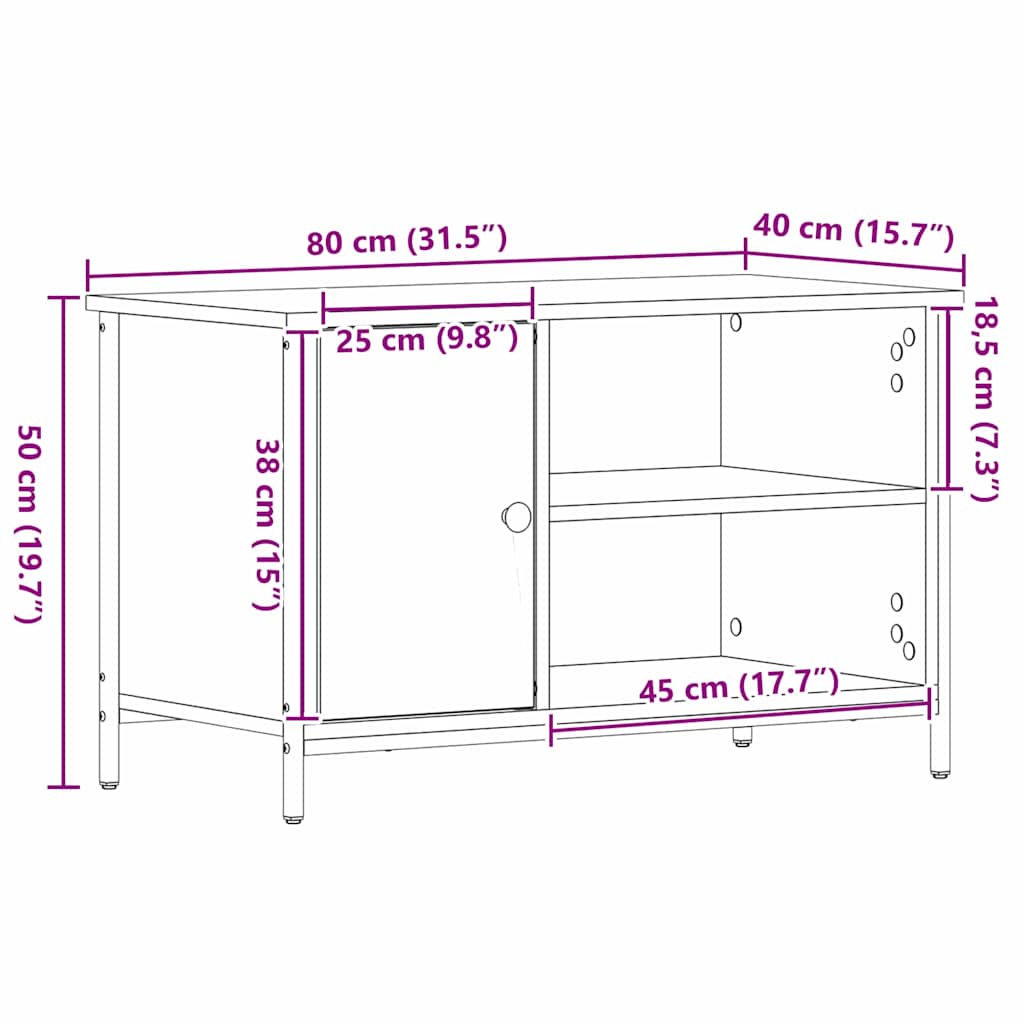 vidaXL TV-Schränk Altholz 80 x 40 x 50 cm Holzwerkstoff