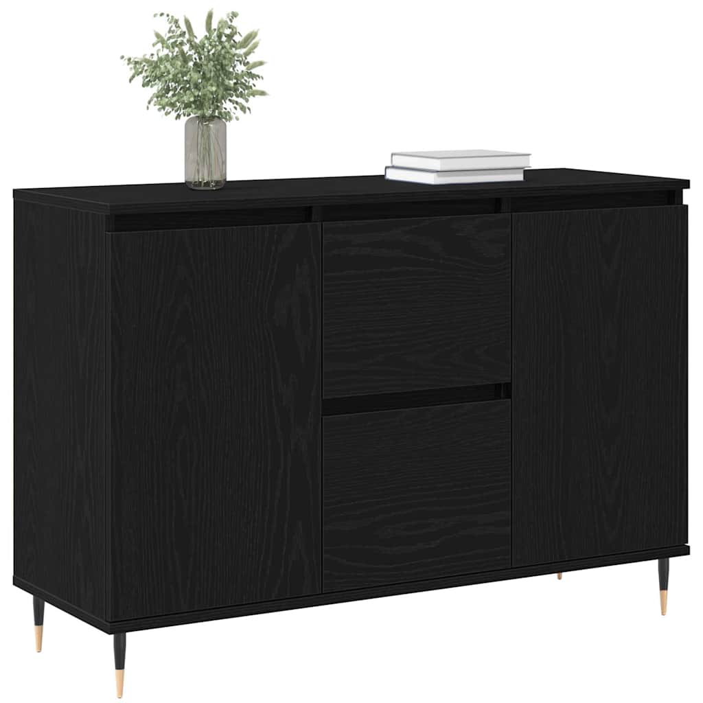 Sideboard Schwarz Eichen-Optik 101,5 x 35 x 70 cm Holzwerkstoff