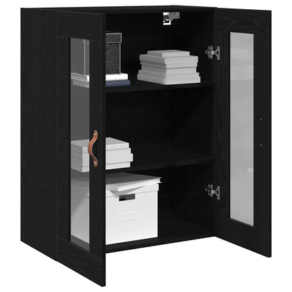 Wandschrank Wandmontiert Schwarz Eichen-Optik 69,5 x 34 x 90 cm