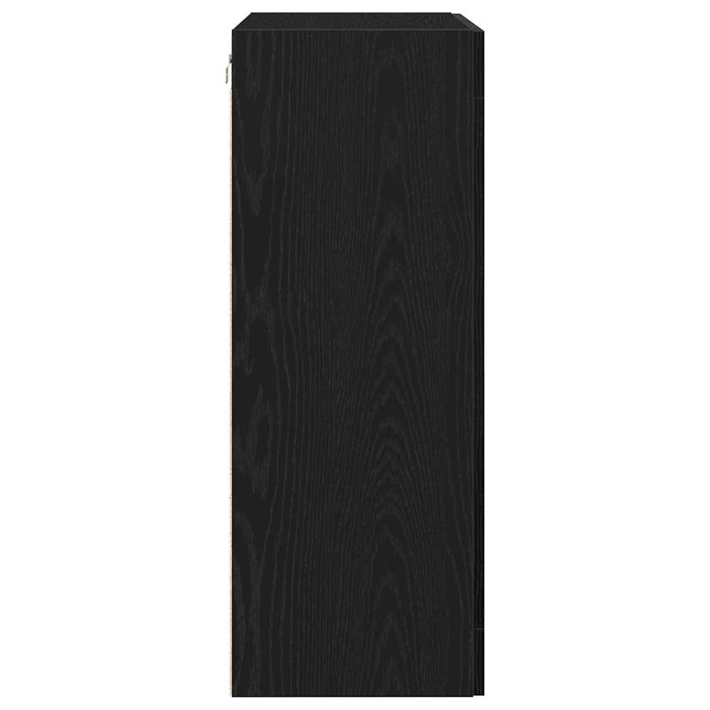 Wandschrank Wandmontiert Schwarz Eichen-Optik 69,5 x 34 x 90 cm