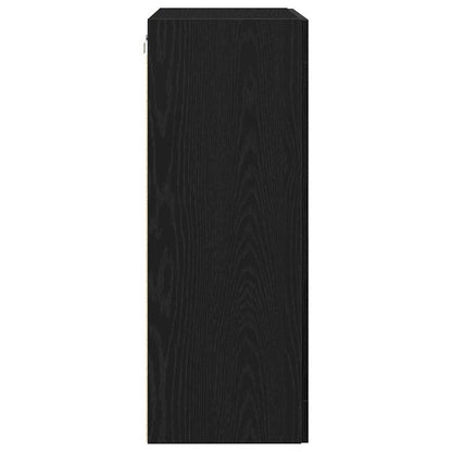 Wandschrank Wandmontiert Schwarz Eichen-Optik 69,5 x 34 x 90 cm