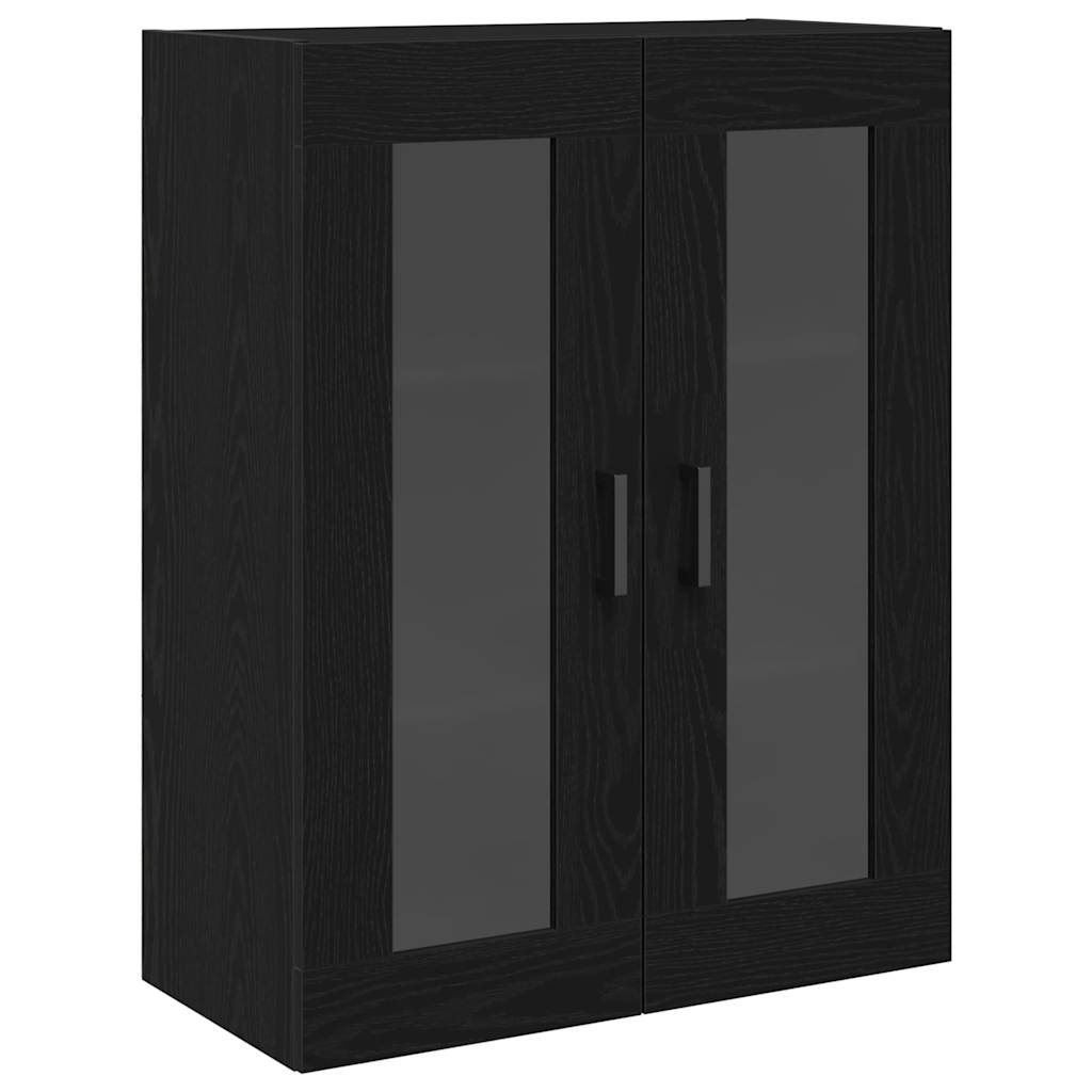 Wandschrank Wandmontiert Schwarz Eichen-Optik 69,5 x 34 x 90 cm