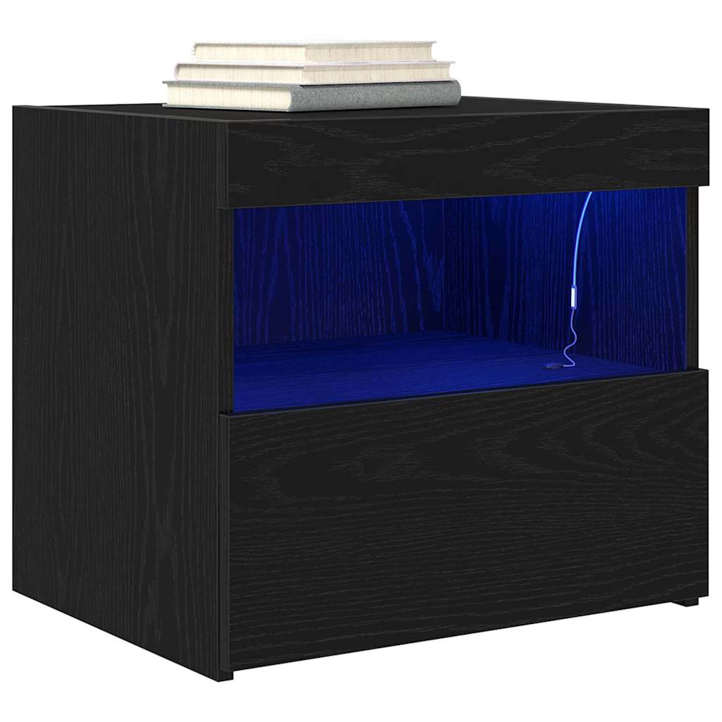 vidaXL Nachttisch 2 pcs Schwarz Eichen-Optik 50 x 40 x 45 cm