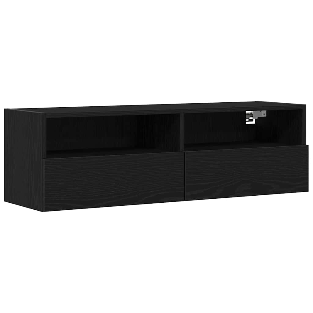 TV-Wandschrank 2 pcs Schwarz Eichen-Optik 100 x 30 x 30 cm