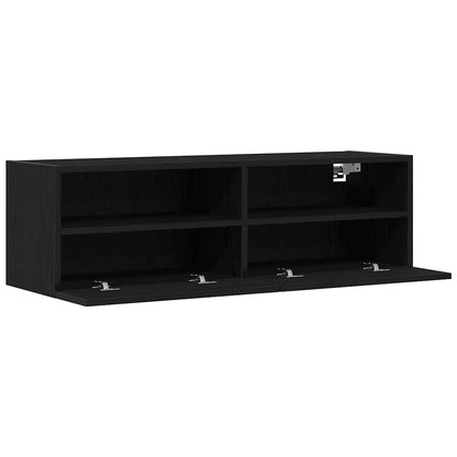 TV-Wandschrank 2 pcs Schwarz Eichen-Optik 100 x 30 x 30 cm