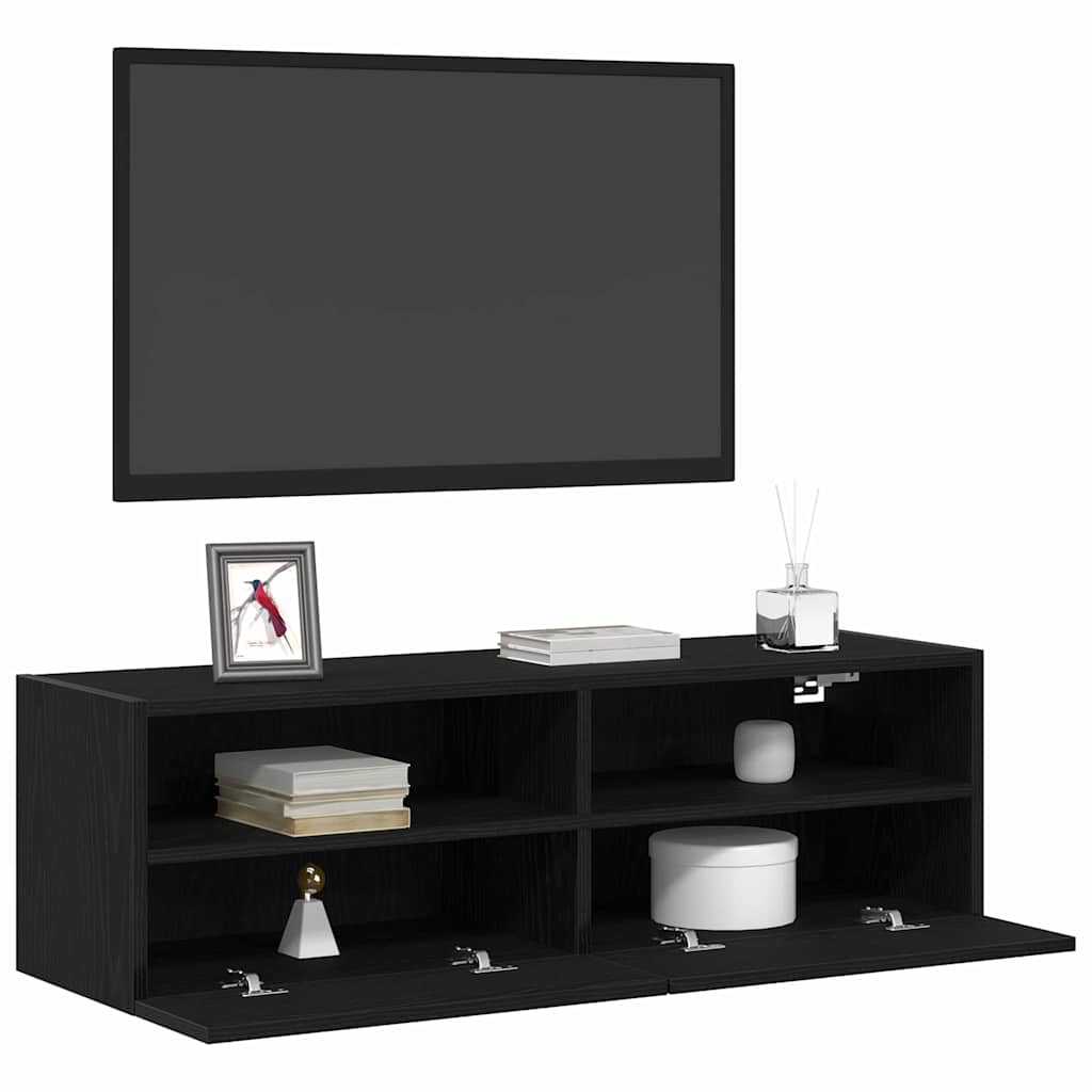 TV-Wandschrank 2 pcs Schwarz Eichen-Optik 100 x 30 x 30 cm