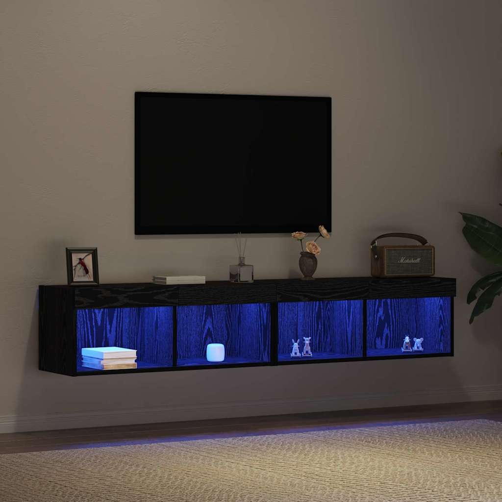 vidaXL TV-Schrankset 2 pcs Schwarz Eichen-Optik 80 x 30 x 30 cm