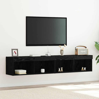 vidaXL TV-Schrankset 2 pcs Schwarz Eichen-Optik 80 x 30 x 30 cm