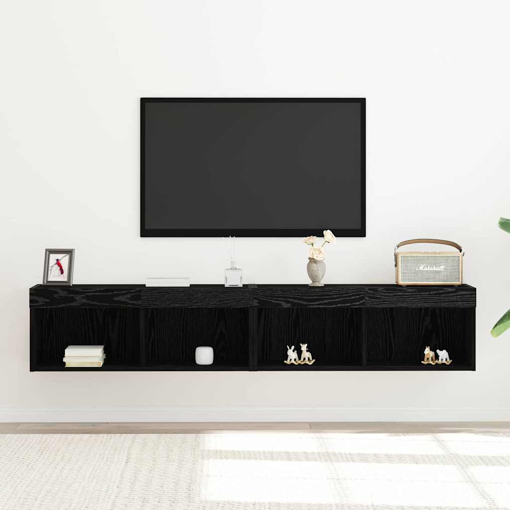 vidaXL TV-Schrankset 2 pcs Schwarz Eichen-Optik 80 x 30 x 30 cm