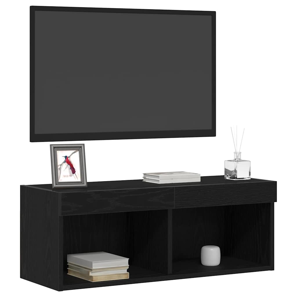 vidaXL TV-Schrankset 2 pcs Schwarz Eichen-Optik 80 x 30 x 30 cm