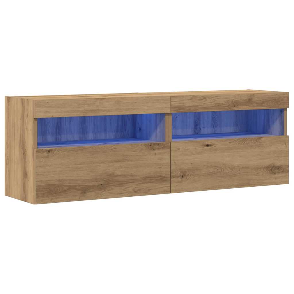 TV-Wandschrank Wandmontiert 2 pcs Artisan-Eiche 60 x 30 x 40 cm