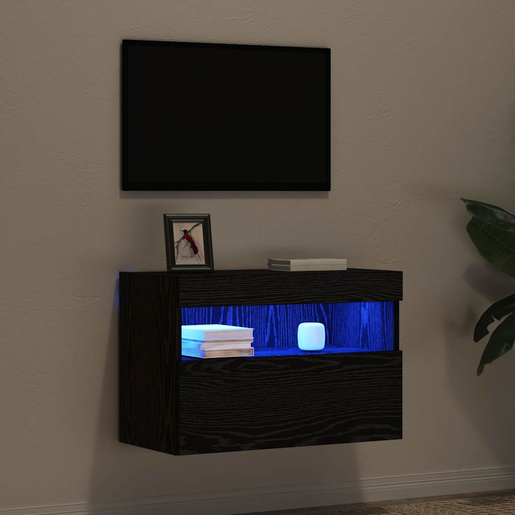 vidaXL TV-Wandschrank Schwarz Eichen-Optik 60 x 30 x 40 cm
