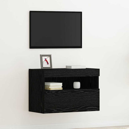 vidaXL TV-Wandschrank Schwarz Eichen-Optik 60 x 30 x 40 cm