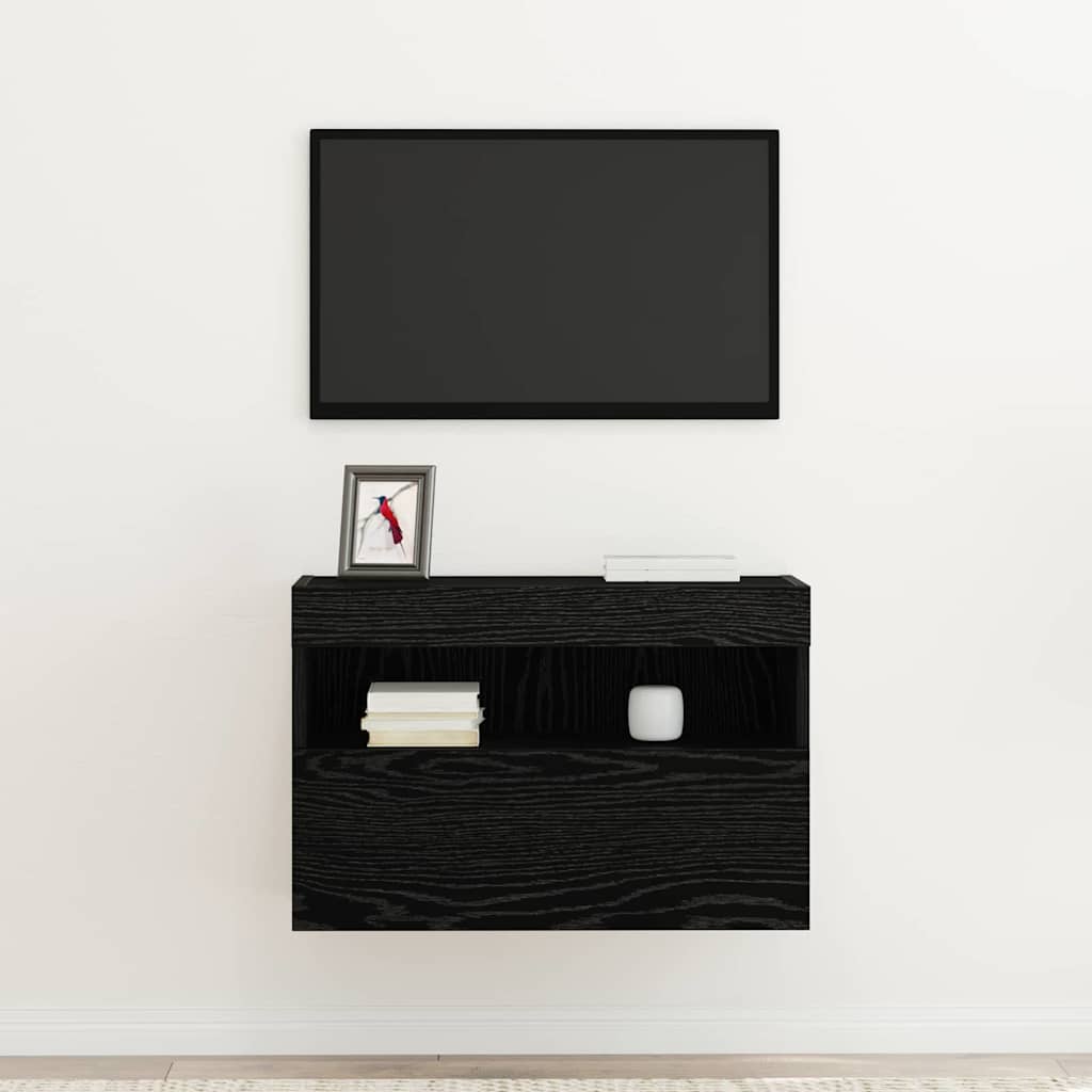 vidaXL TV-Wandschrank Schwarz Eichen-Optik 60 x 30 x 40 cm