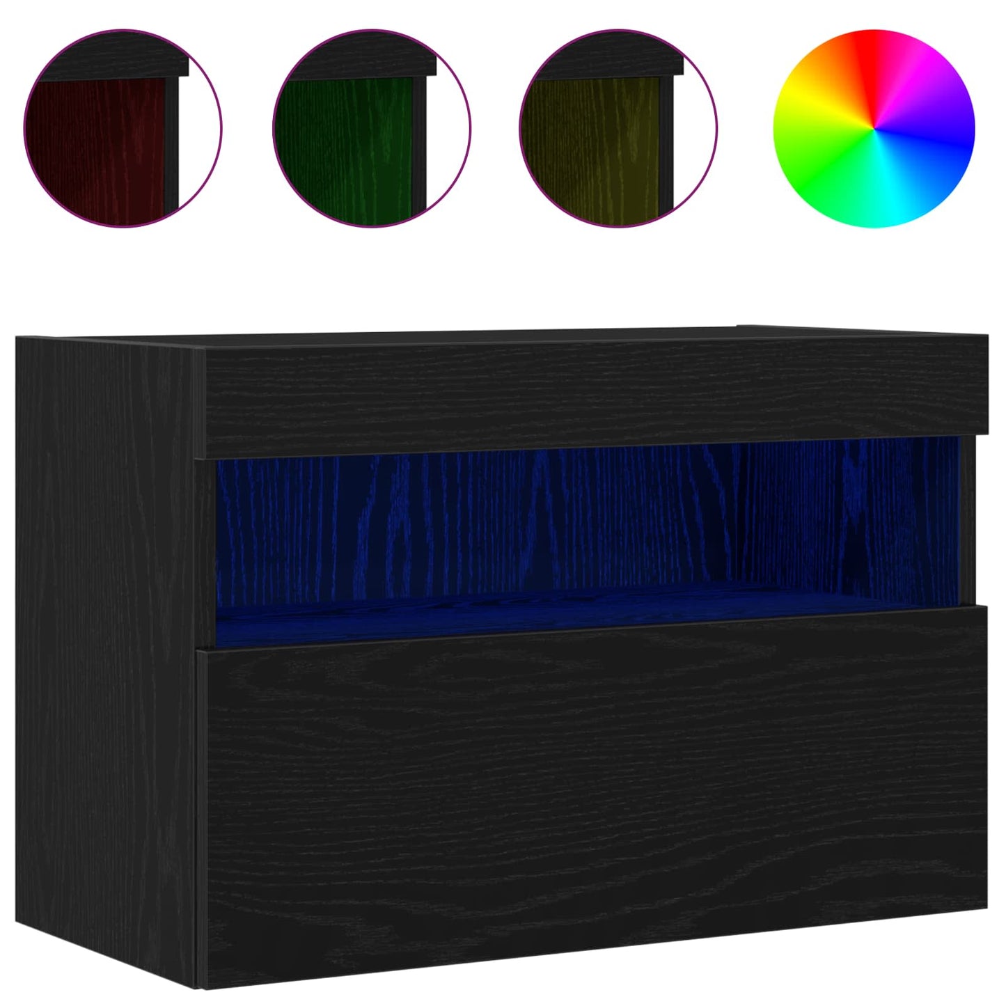 vidaXL TV-Wandschrank Schwarz Eichen-Optik 60 x 30 x 40 cm