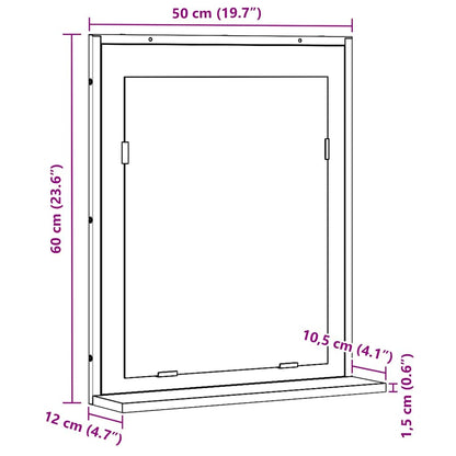 vidaXL Spiegel Altholz 50 x 12 x 60 cm Glas und engineered Holz