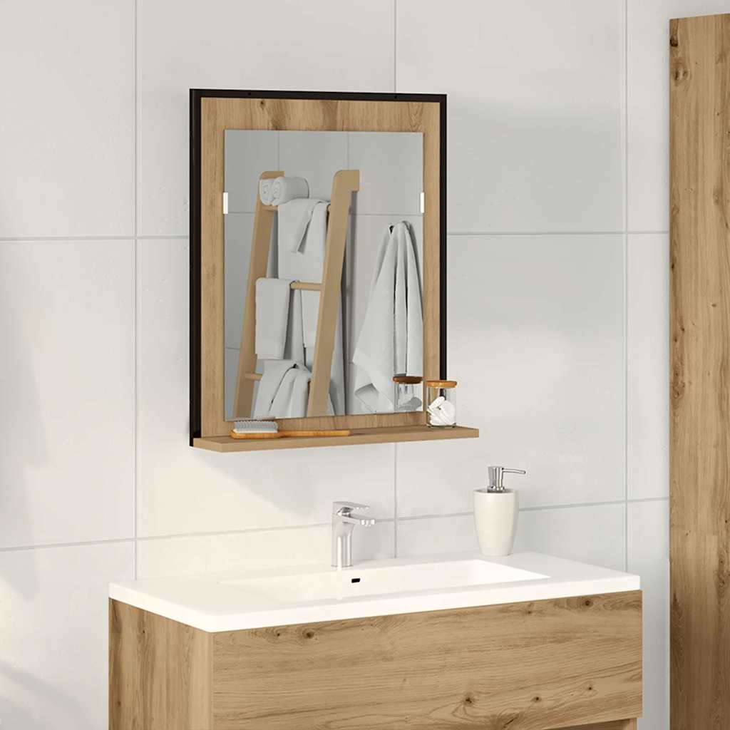 vidaXL Spiegel Artisan-Eiche 50 x 12 x 60 cm Glas und engineered Holz