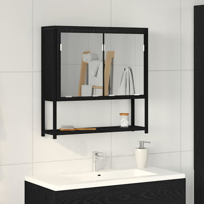 vidaXL Spiegelschrank mit Regal Schwarz Eichen-Optik 60 x 16 x 60 cm