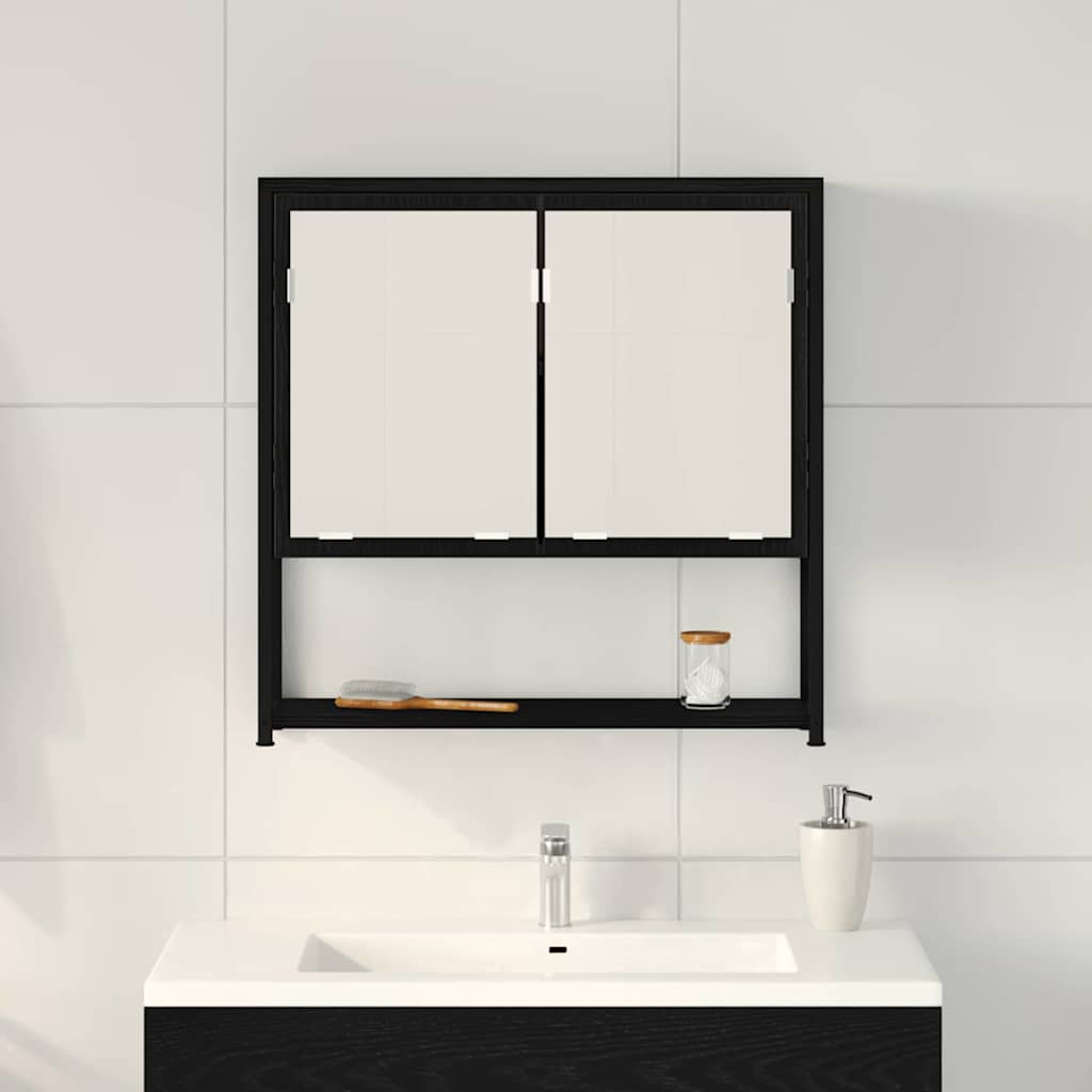 vidaXL Spiegelschrank mit Regal Schwarz Eichen-Optik 60 x 16 x 60 cm