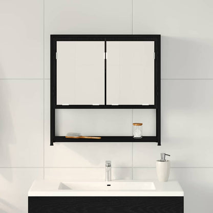 vidaXL Spiegelschrank mit Regal Schwarz Eichen-Optik 60 x 16 x 60 cm