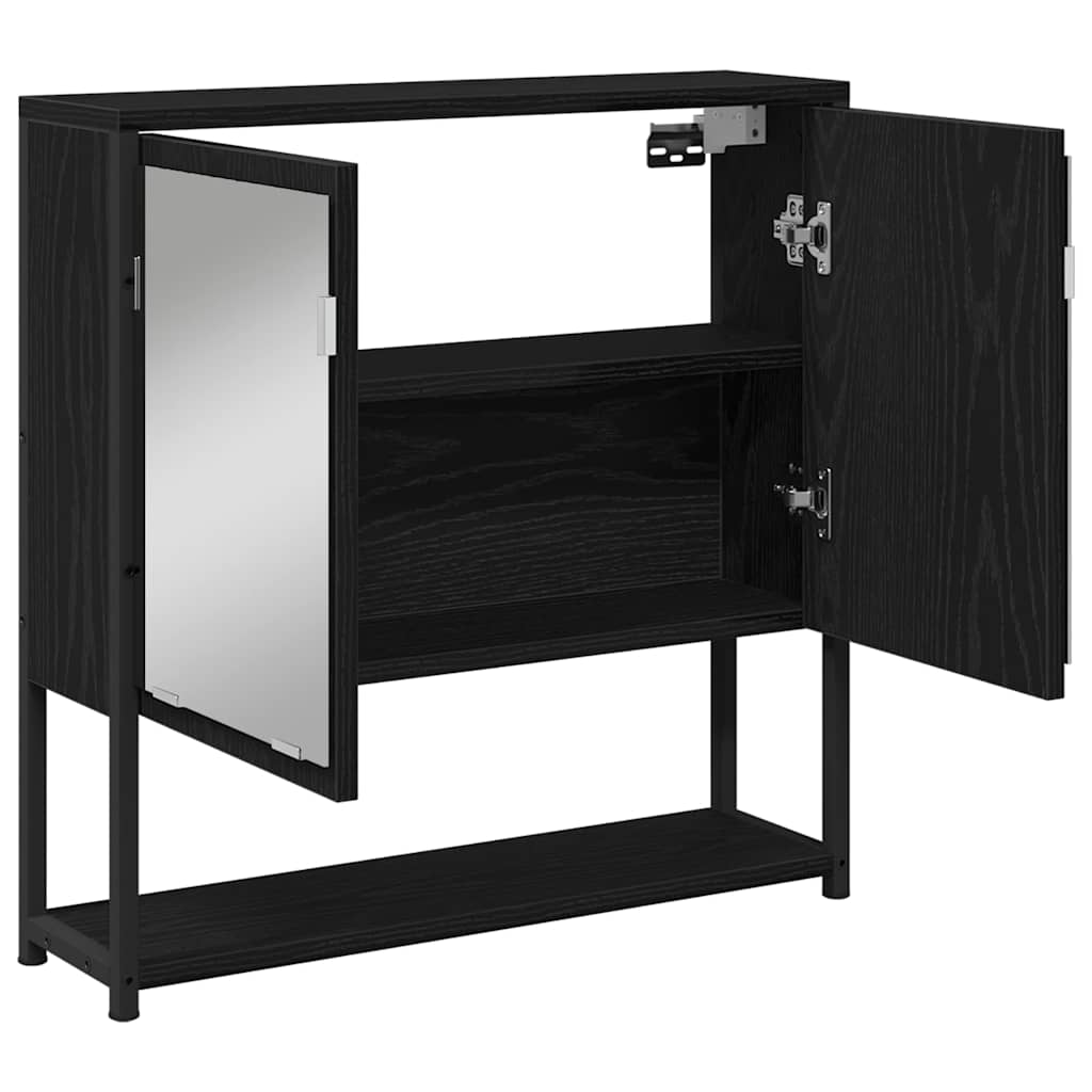 vidaXL Spiegelschrank mit Regal Schwarz Eichen-Optik 60 x 16 x 60 cm