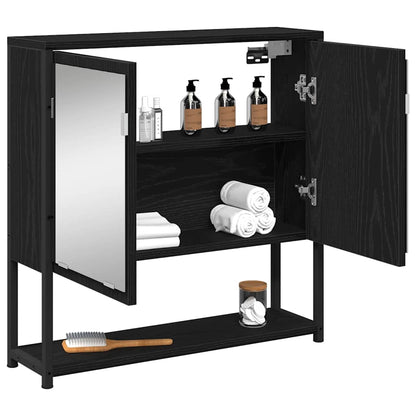 vidaXL Spiegelschrank mit Regal Schwarz Eichen-Optik 60 x 16 x 60 cm