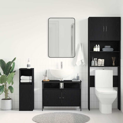 vidaXL Waschbeckenschrank mit Tür Schwarz Eichen-Optik 80 x 30 x 60 cm