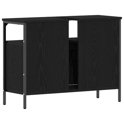 vidaXL Waschbeckenschrank mit Tür Schwarz Eichen-Optik 80 x 30 x 60 cm