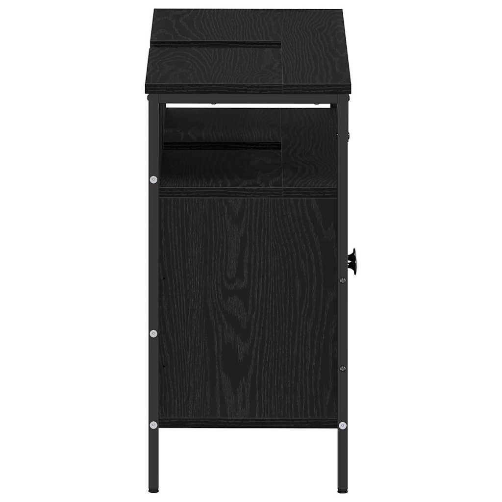 vidaXL Waschbeckenschrank mit Tür Schwarz Eichen-Optik 80 x 30 x 60 cm