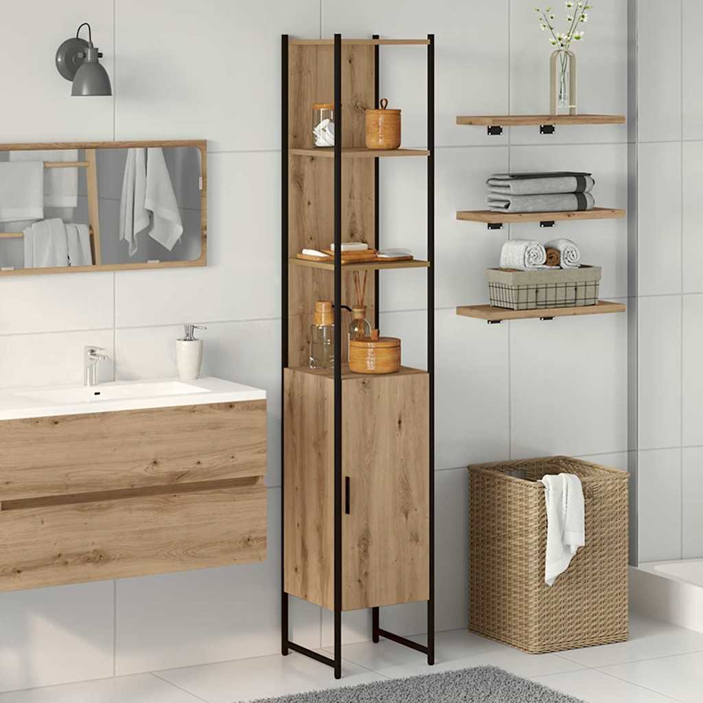 Badezimmerschrank mit Regal Artisan-Eiche 33 x 33 x 185,5 cm