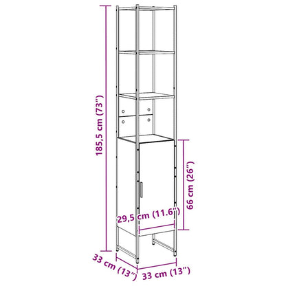 vidaXL Badezimmerschrank Schwarz Eichen-Optik 33 x 33 x 185,5 cm