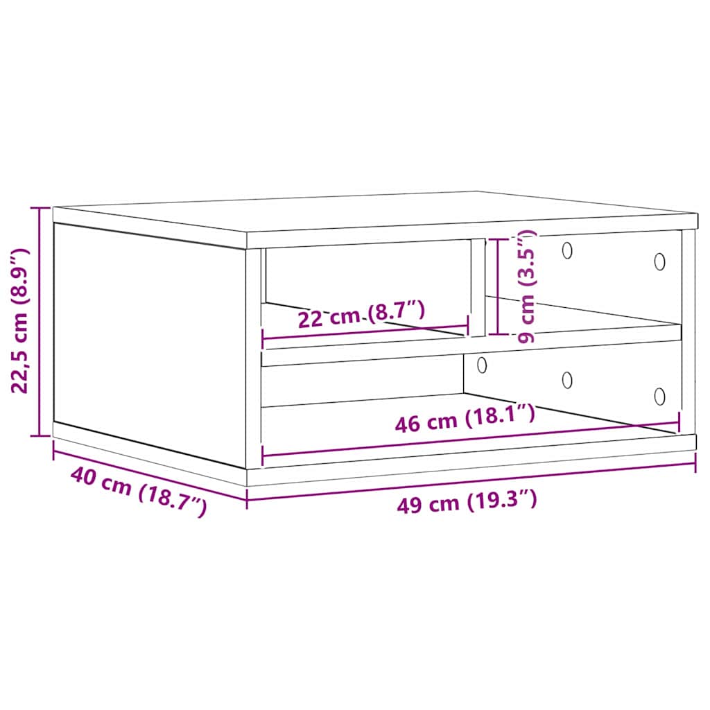 Druckerständer Artisan-Eiche 49 x 40 x 22.5 cm Holzwerkstoff