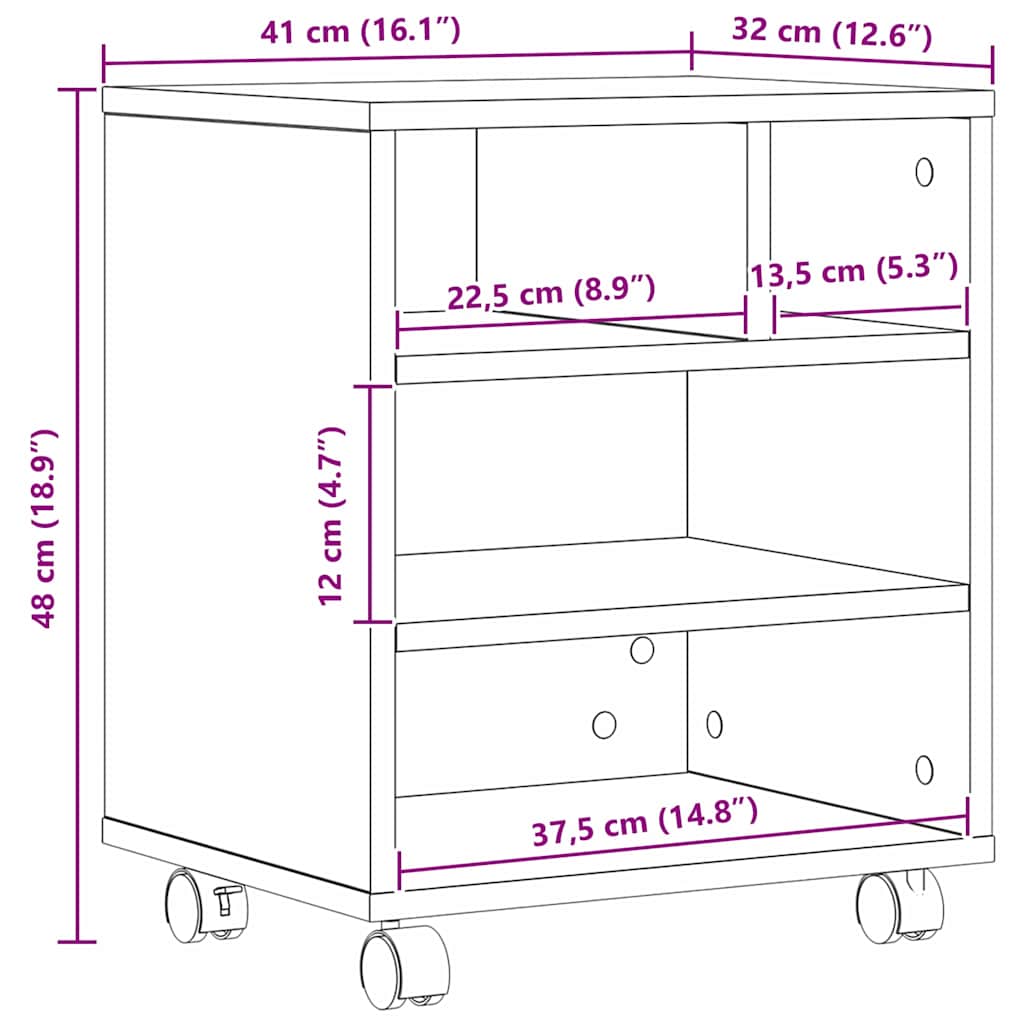 Druckerständer Altholz 41 x 32 x 48 cm Holzwerkstoff