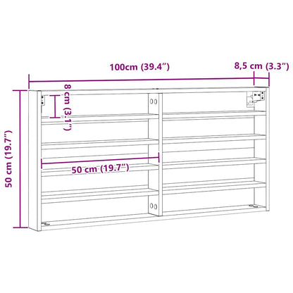 vidaXL Vitrine mit Regal Artisan-Eiche 100 x 8,5 x 50 cm Holzwerkstoff