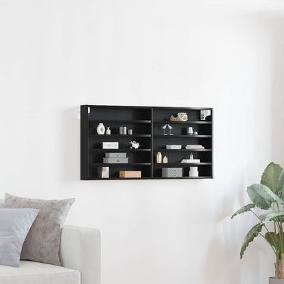 Vitrine Schwarz Eichen-Optik 100 x 8,5 x 50 cm Holzwerkstoff