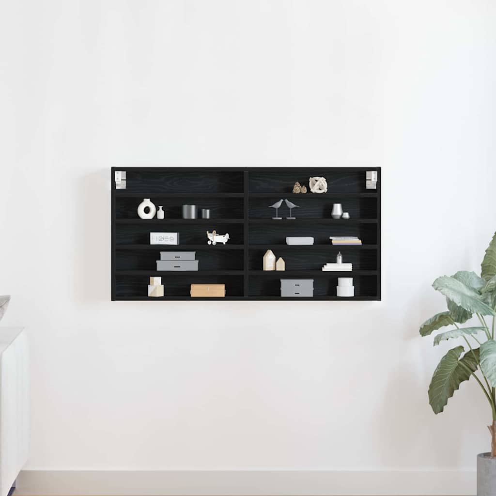 Vitrine Schwarz Eichen-Optik 100 x 8,5 x 50 cm Holzwerkstoff