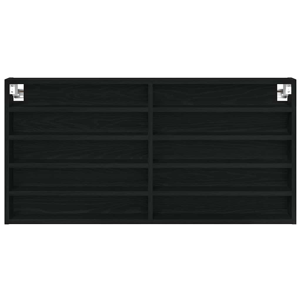 Vitrine Schwarz Eichen-Optik 100 x 8,5 x 50 cm Holzwerkstoff