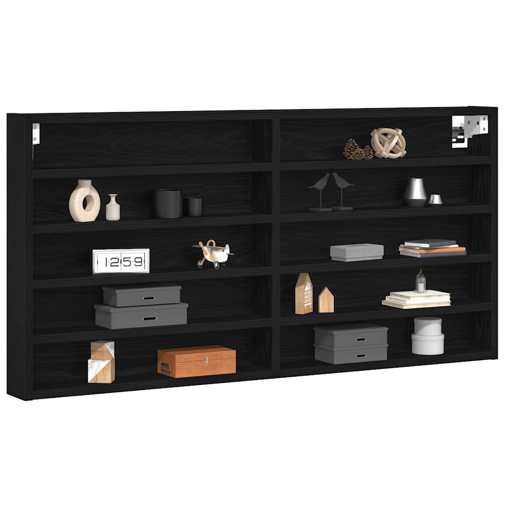 Vitrine Schwarz Eichen-Optik 100 x 8,5 x 50 cm Holzwerkstoff