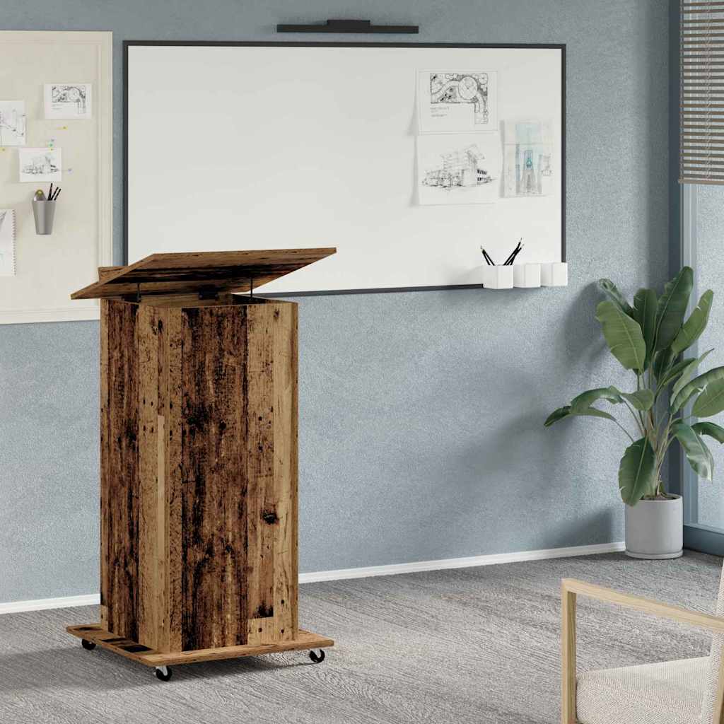 Podium mit Schubladen Altholz 55 x 55 x 107 cm Holzwerkstoff