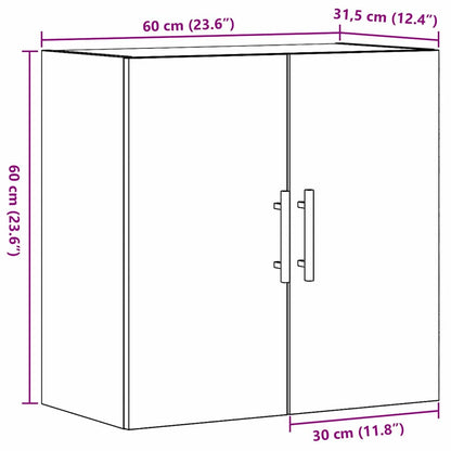 Wandschrank Wandmontiert Schwarz Eichen-Optik 60 x 31,5 x 60 cm