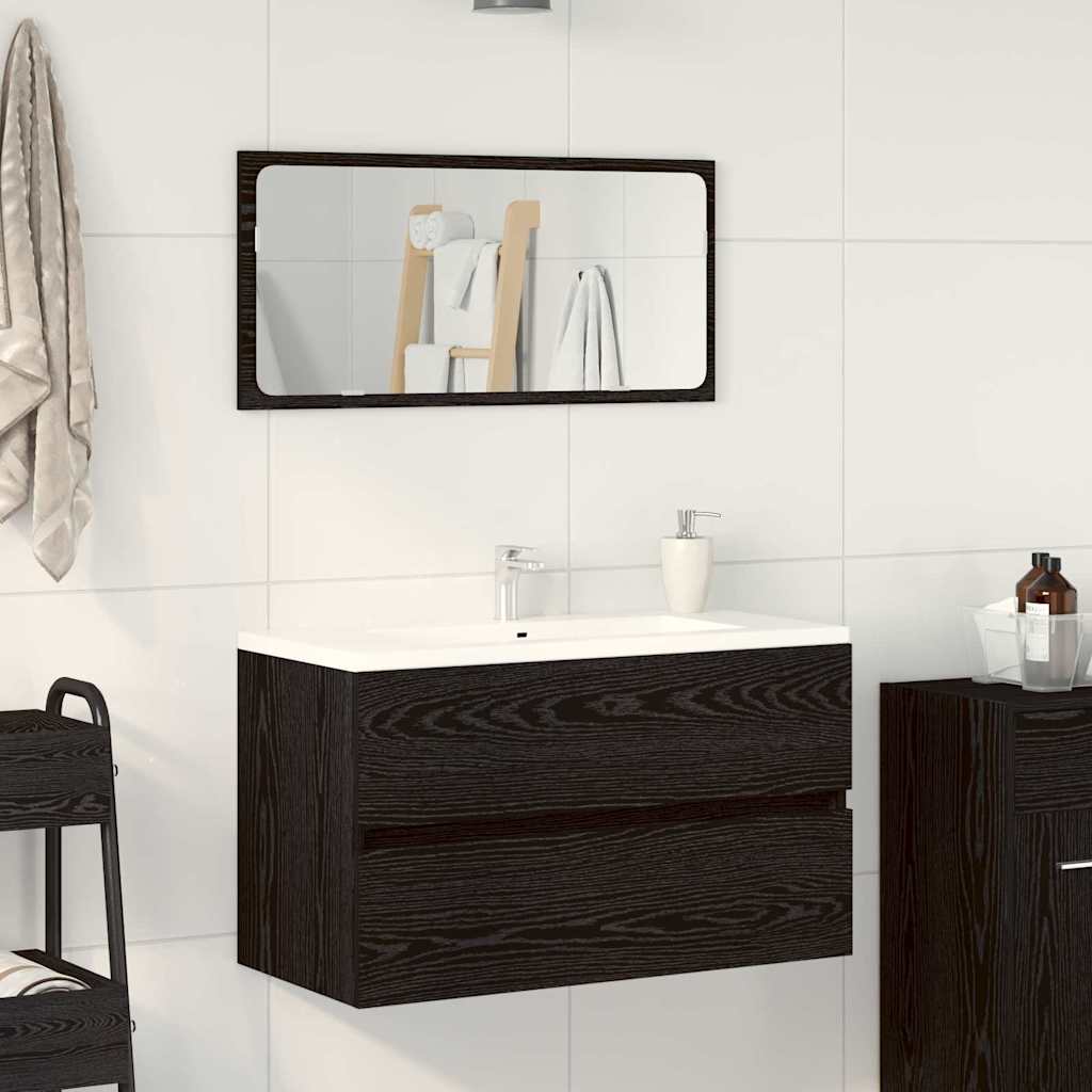 vidaXL Ensemble de meubles de salle de bain 2 pcs Noir aspect chêne Aggloméré
