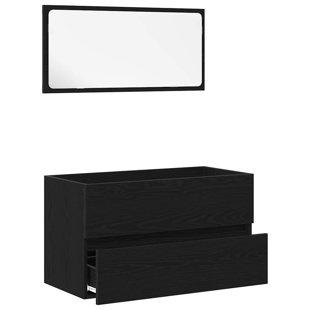 vidaXL Ensemble de meubles de salle de bain 2 pcs Noir aspect chêne Aggloméré