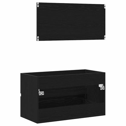 vidaXL Ensemble de meubles de salle de bain 2 pcs Noir aspect chêne Aggloméré