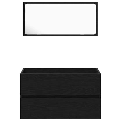 vidaXL Ensemble de meubles de salle de bain 2 pcs Noir aspect chêne Aggloméré