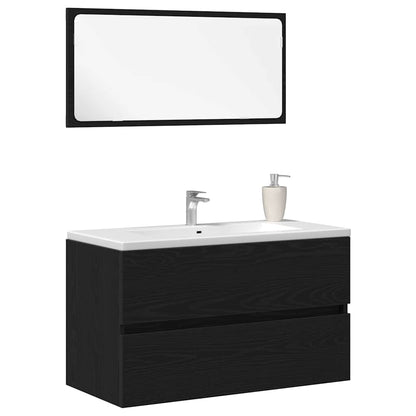 vidaXL Ensemble de meubles de salle de bain 2 pcs Noir aspect chêne Aggloméré